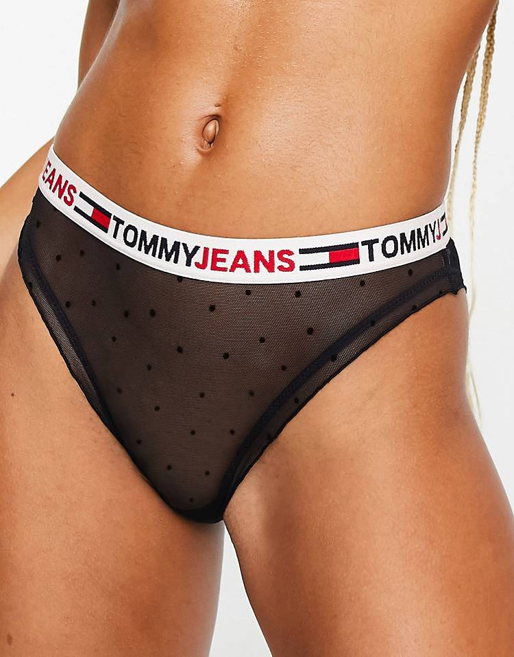 Tommy Jeans ID sheer dot mesh in navy